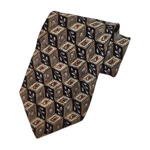 Don Loper Men Neck Tie 100% Italian Silk Black Multicolor 56"L x 4"W Made in USA